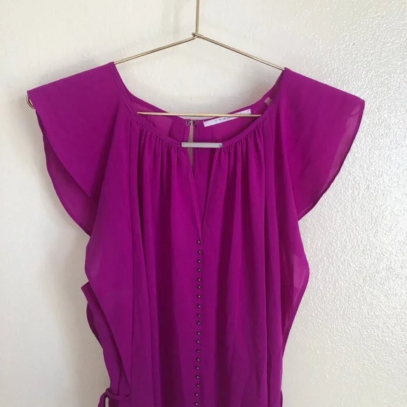 Tahari S pink Selina flutter sleeve tie blouse top - Picture 3 of 10